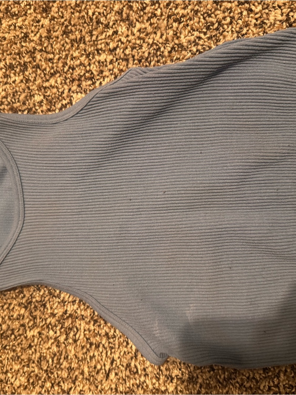 SHEIN Dusty Blue Ribbed Scoop Neck Crop Tank